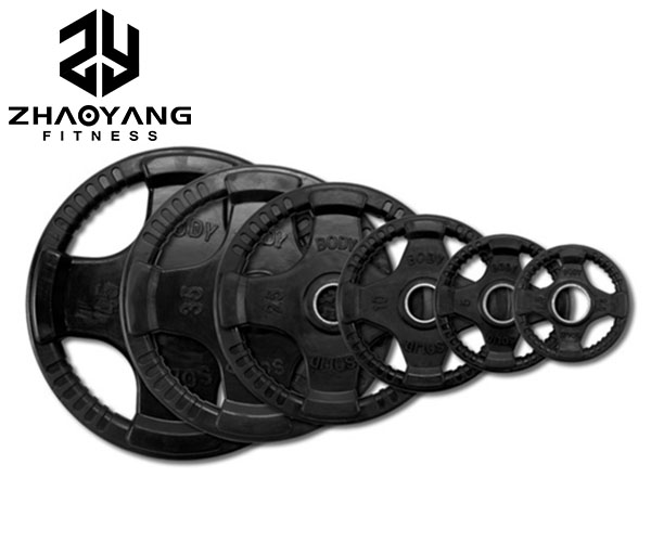 ZY4003 Black Three Holes Rubber Coated Weight Plate